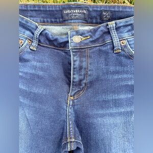 Lucky Brand Blue Denim Jeans with Leather Patch